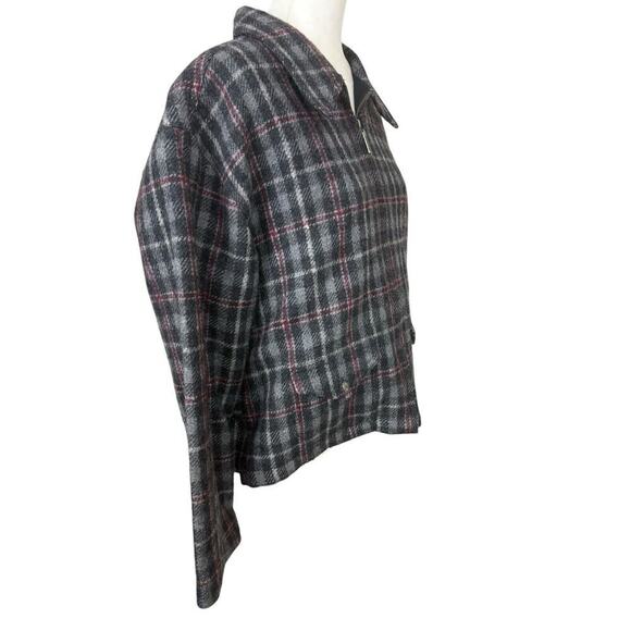 Fashion Bug Jacket Womens Size M Gray Wool Windowpane Plaid‎ Y2K Clueless Preppy - Picture 7 of 16
